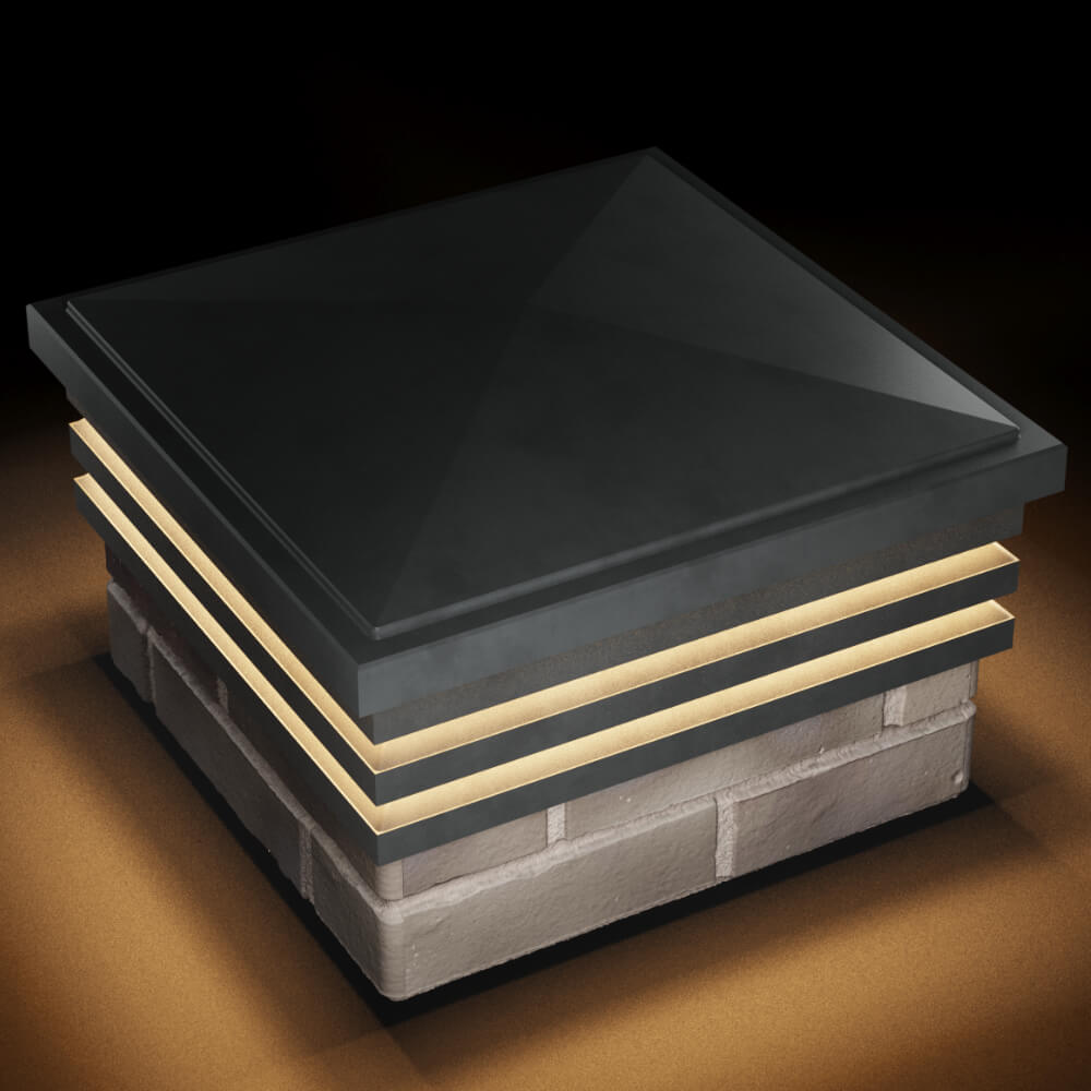 Колпак Zking Бона ХайТек Серый на столб 1.5х1.5 кирпича (385х385мм) с подсветкой